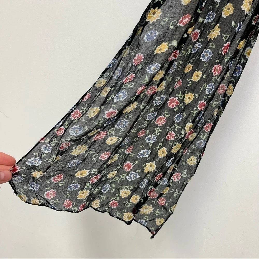 Vintage 90s Chiffon Floral Scarf